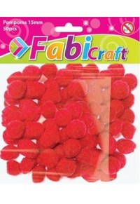 POMPOMS 15mm 50 ΤΕΜΑΧΙΑ ΚΟΚΚΙΝΑ  5204983224735