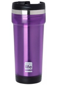 COFFEE THERMOS MUG PLAST/S.S 420 ml - PURPLE  5208009001546